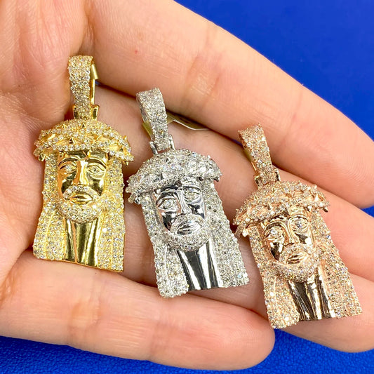 10k/14k Gold Diamond Jesus Head Pendant