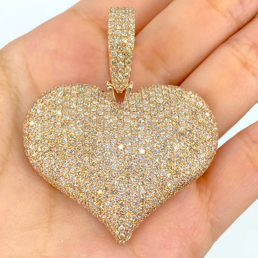 14k Gold Diamond Jumbo Heart Pendant