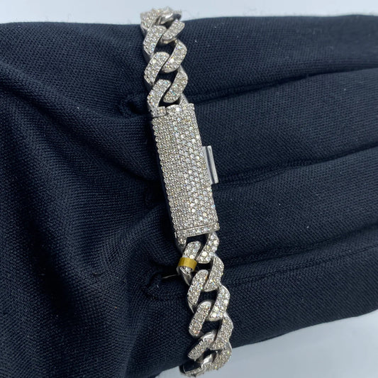 10K Gold Diamond Cuban Bracelet 7mm