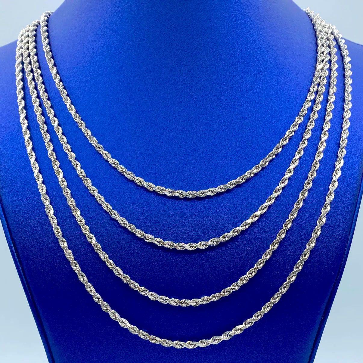 10K White Gold Rope Chain 3.8mm