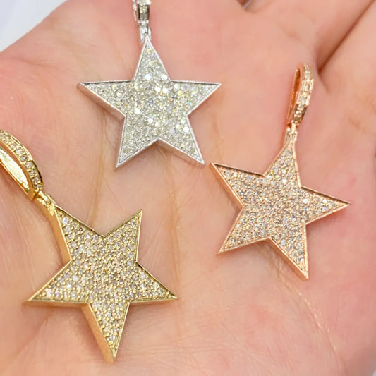 14k Gold Diamond Star Pendant