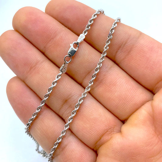 14K White Gold Rope Chain 2.2mm