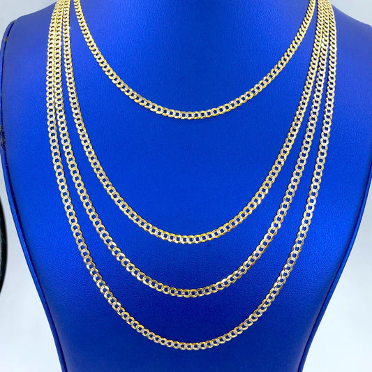 10K Yellow Gold Two-Tone Flat Miami Cuban Link Chain 4mm