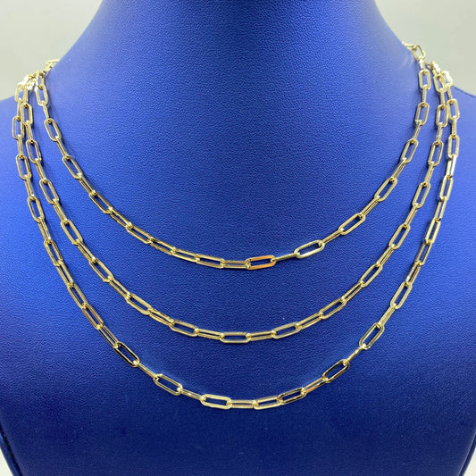 14K Yellow Gold Paper Clip Chain 3.8mm