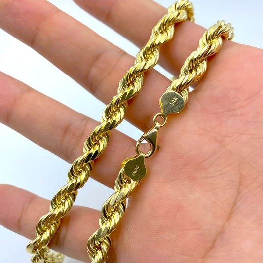 14K Solid Gold Rope Chain 8.5mm