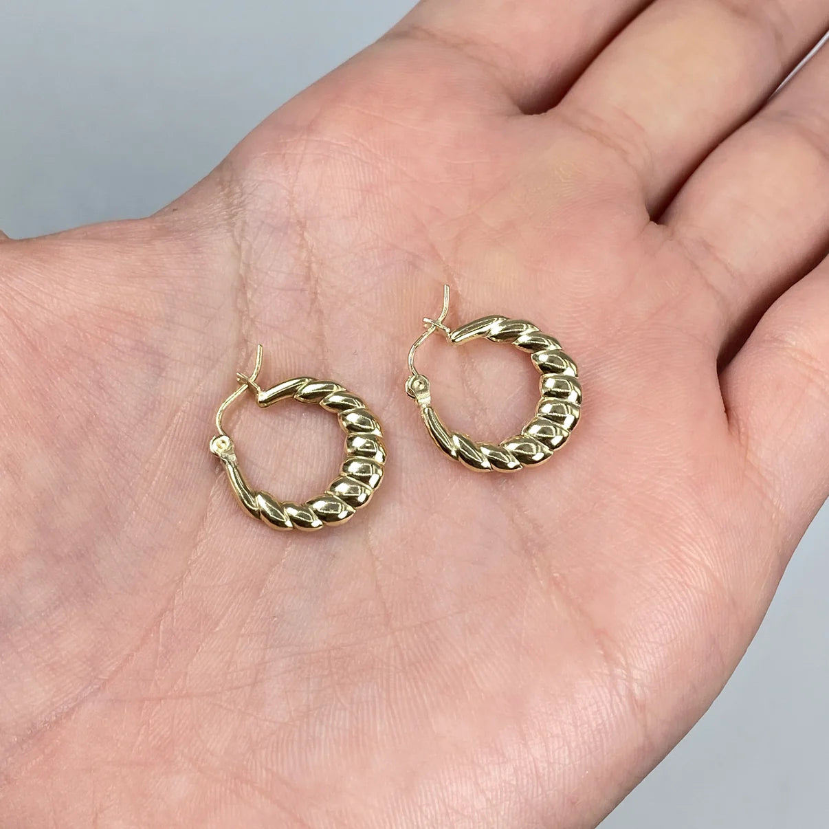 10K Yellow Gold Flat Croissant Hoop Earrings