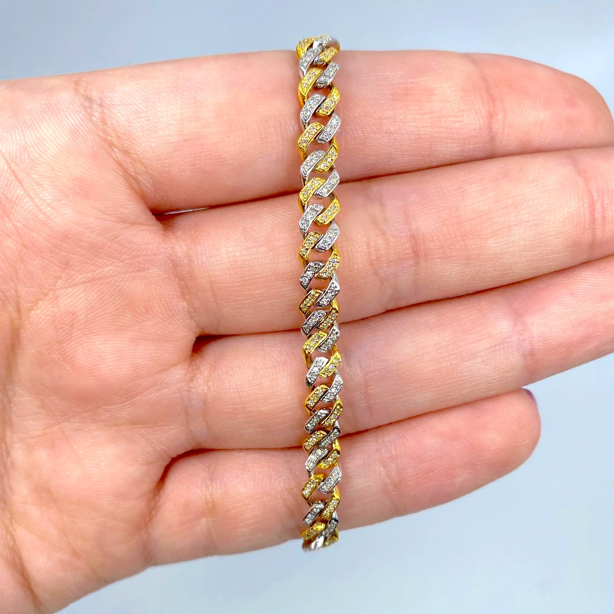 10K Gold Diamond Cuban Bracelet 5.5mm