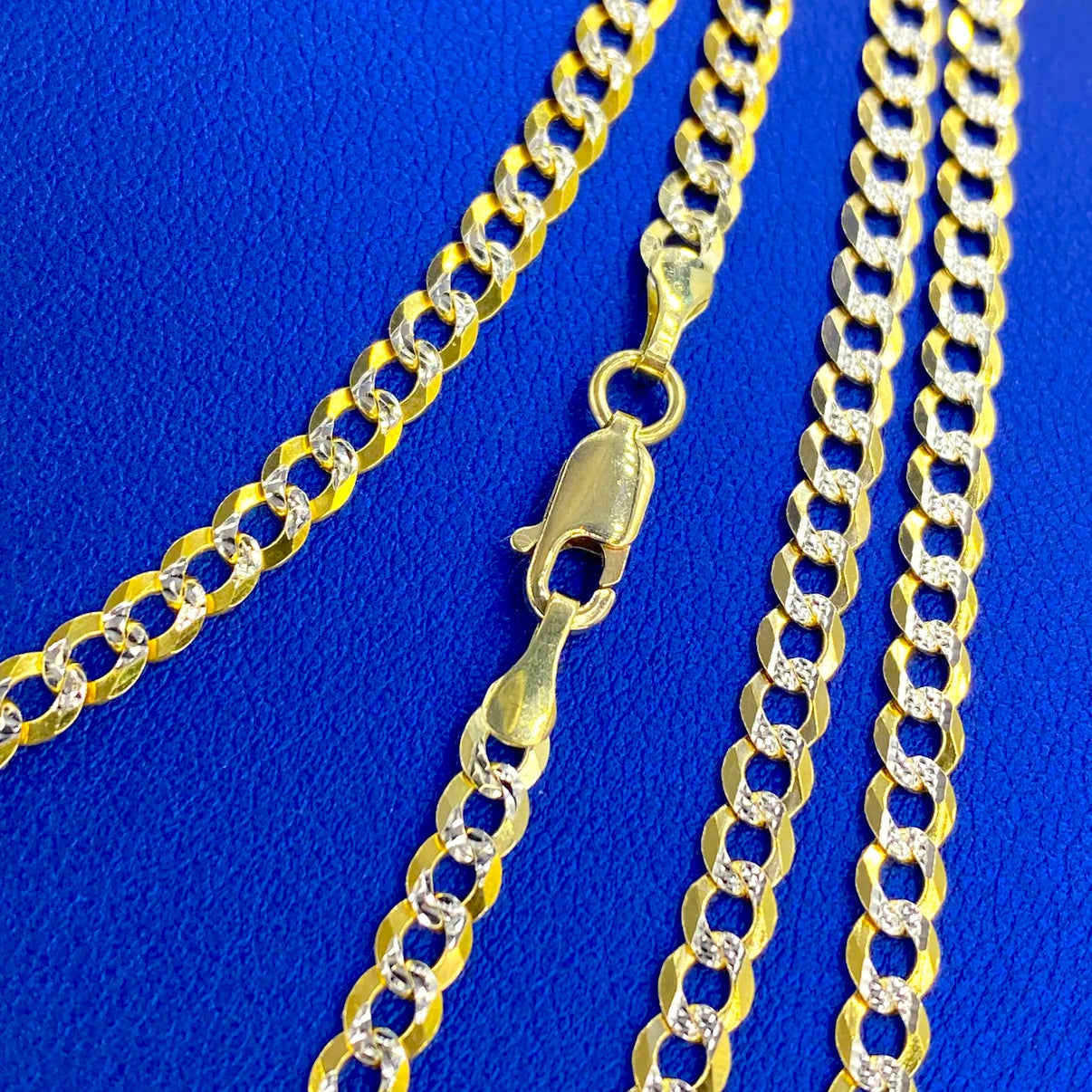 10K Yellow Gold Two-Tone Flat Miami Cuban Link Chain 4mm