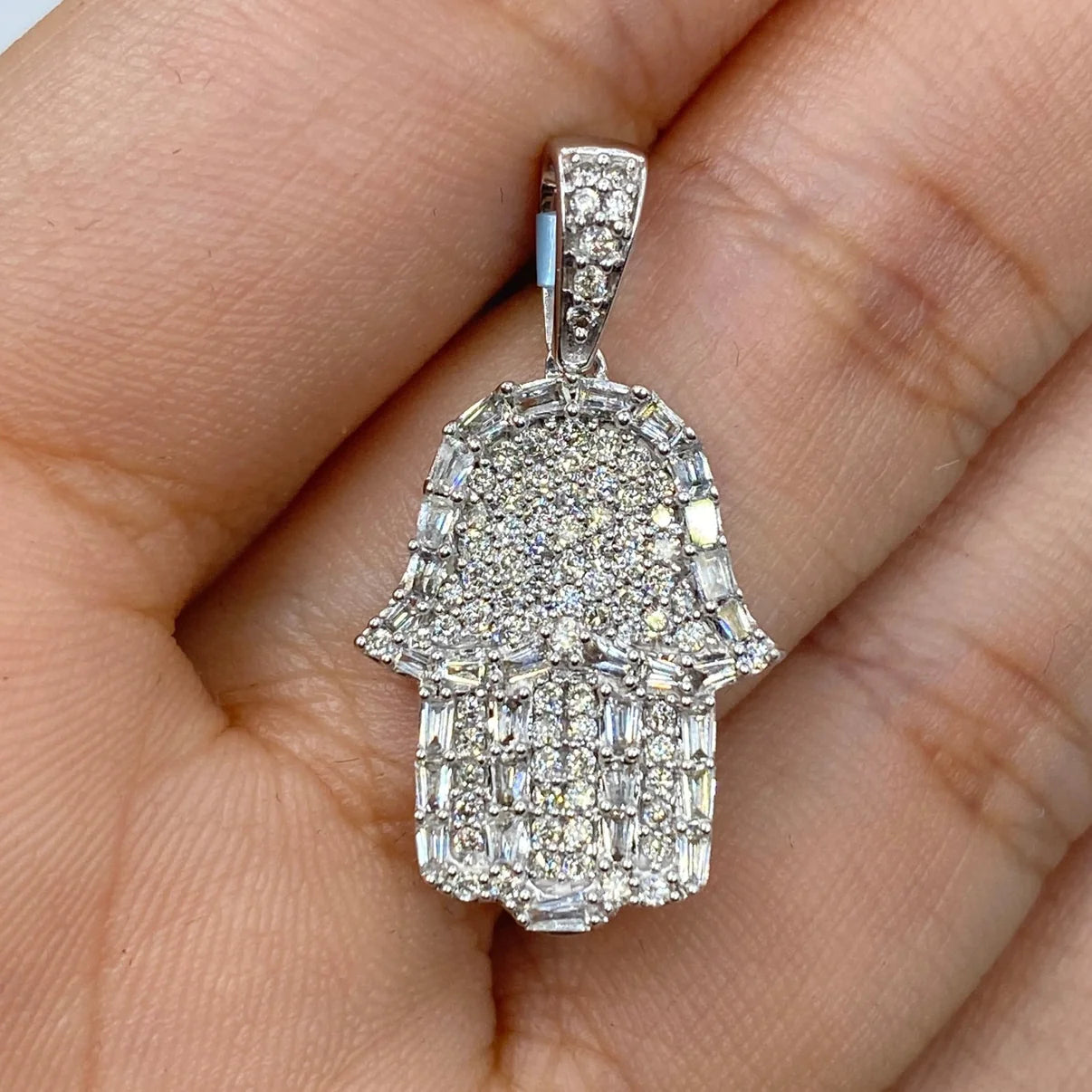 14K Gold Diamond Hamsa Pendant