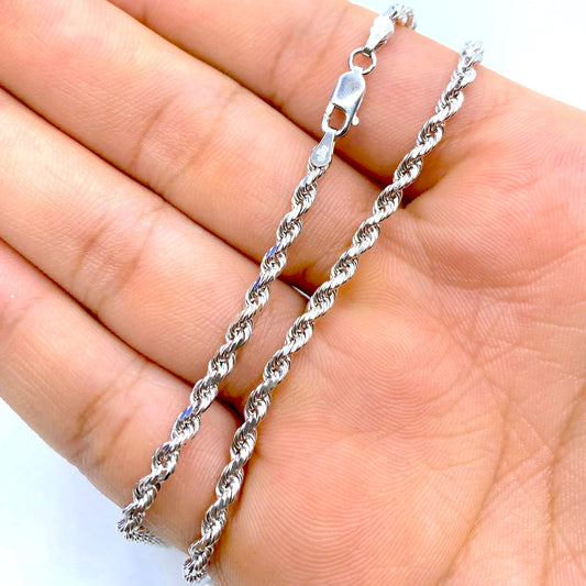 14K White Gold Rope Chain 3.2mm