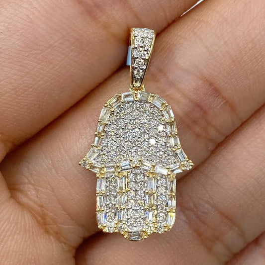 14K Gold Diamond Hamsa Pendant