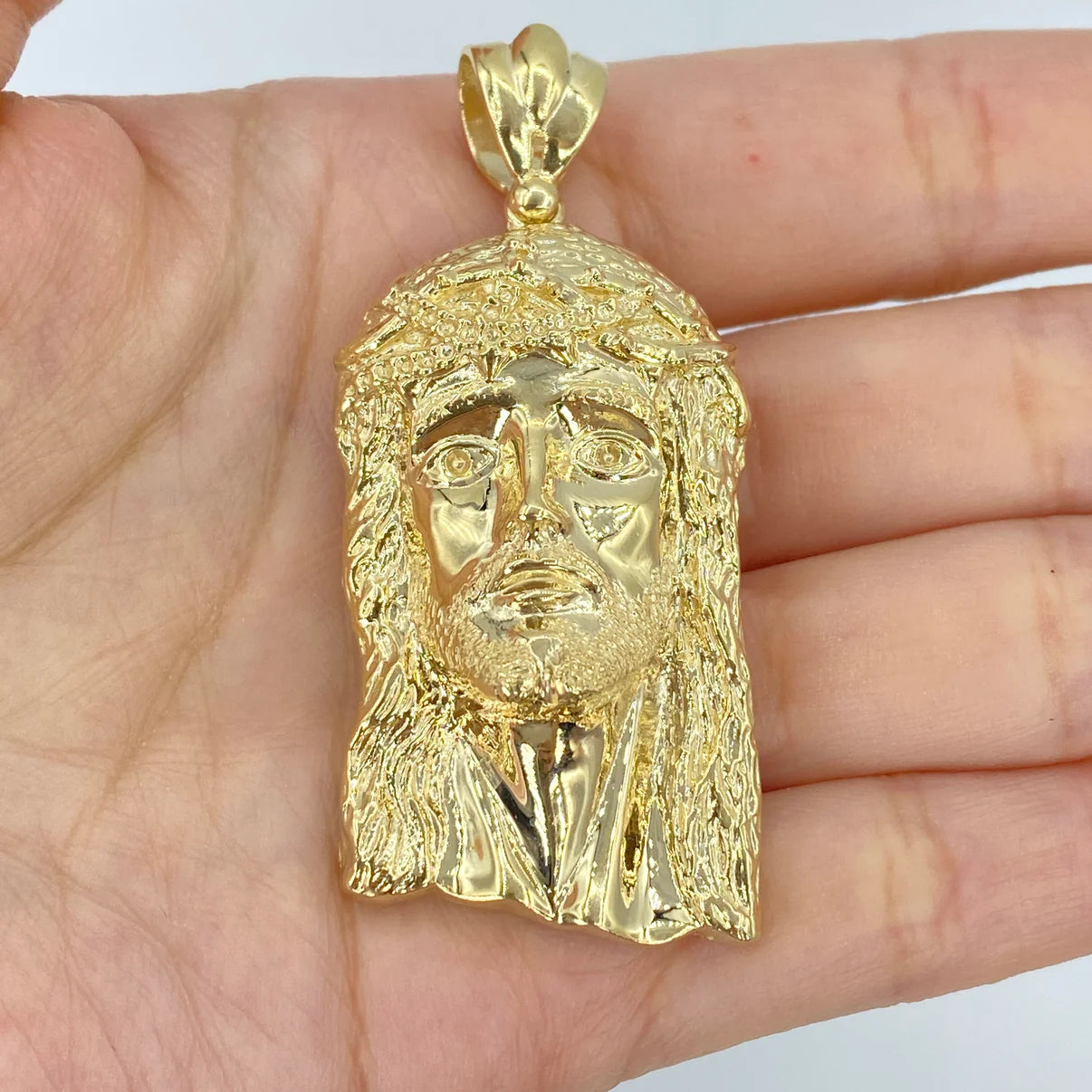 14K Gold Jesus Head Pendant