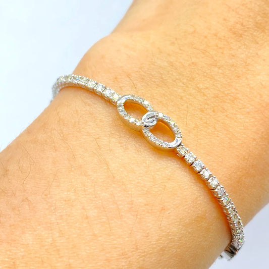 10K Gold Cuff Diamond Tennis Bracelet