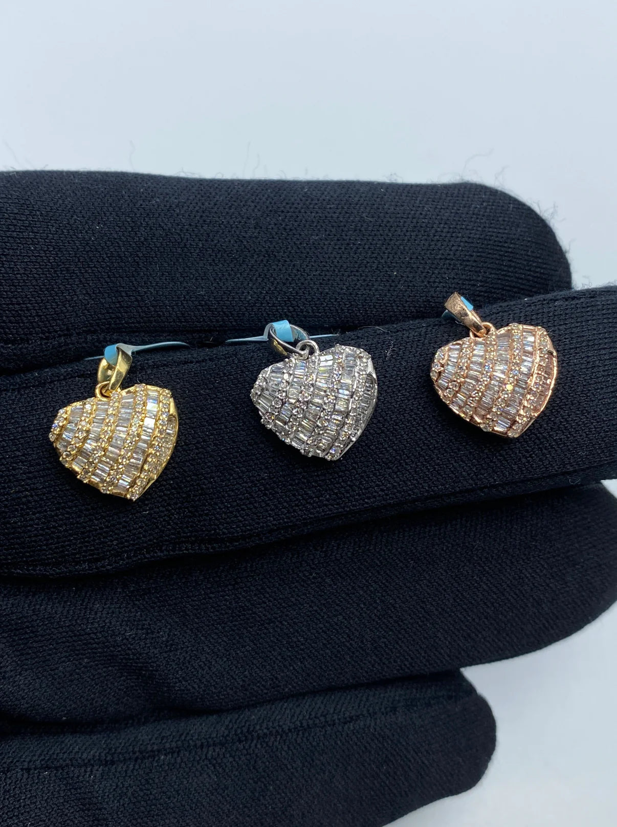 14K Gold Diamond Baguette Heart Pendant