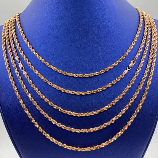 14K Rose Gold Rope Chain 3.7mm