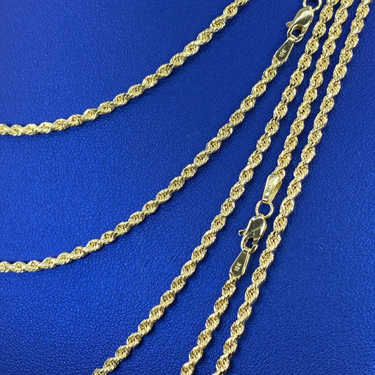 10K Yellow Gold Rope Chain 2mm