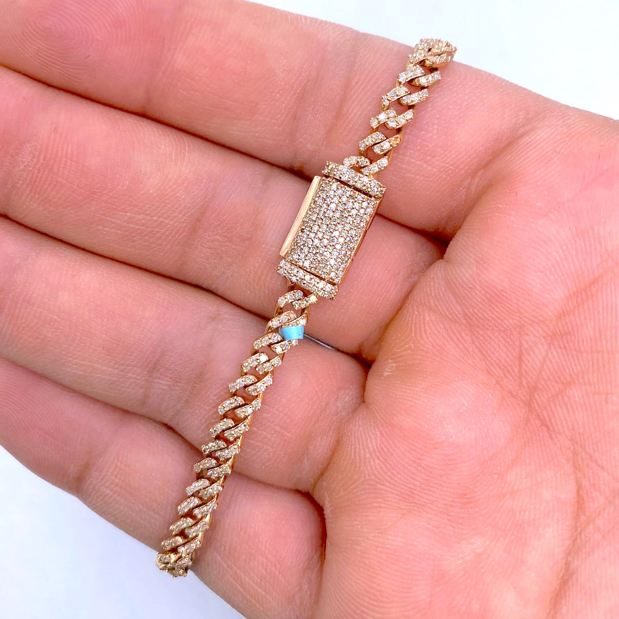 14K Gold Diamond Cuban Bracelet 5mm