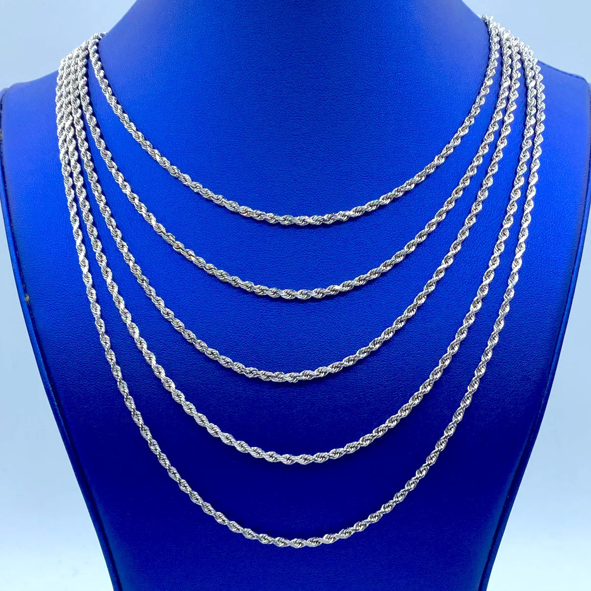 10K White Gold Rope Chain 3.4mm