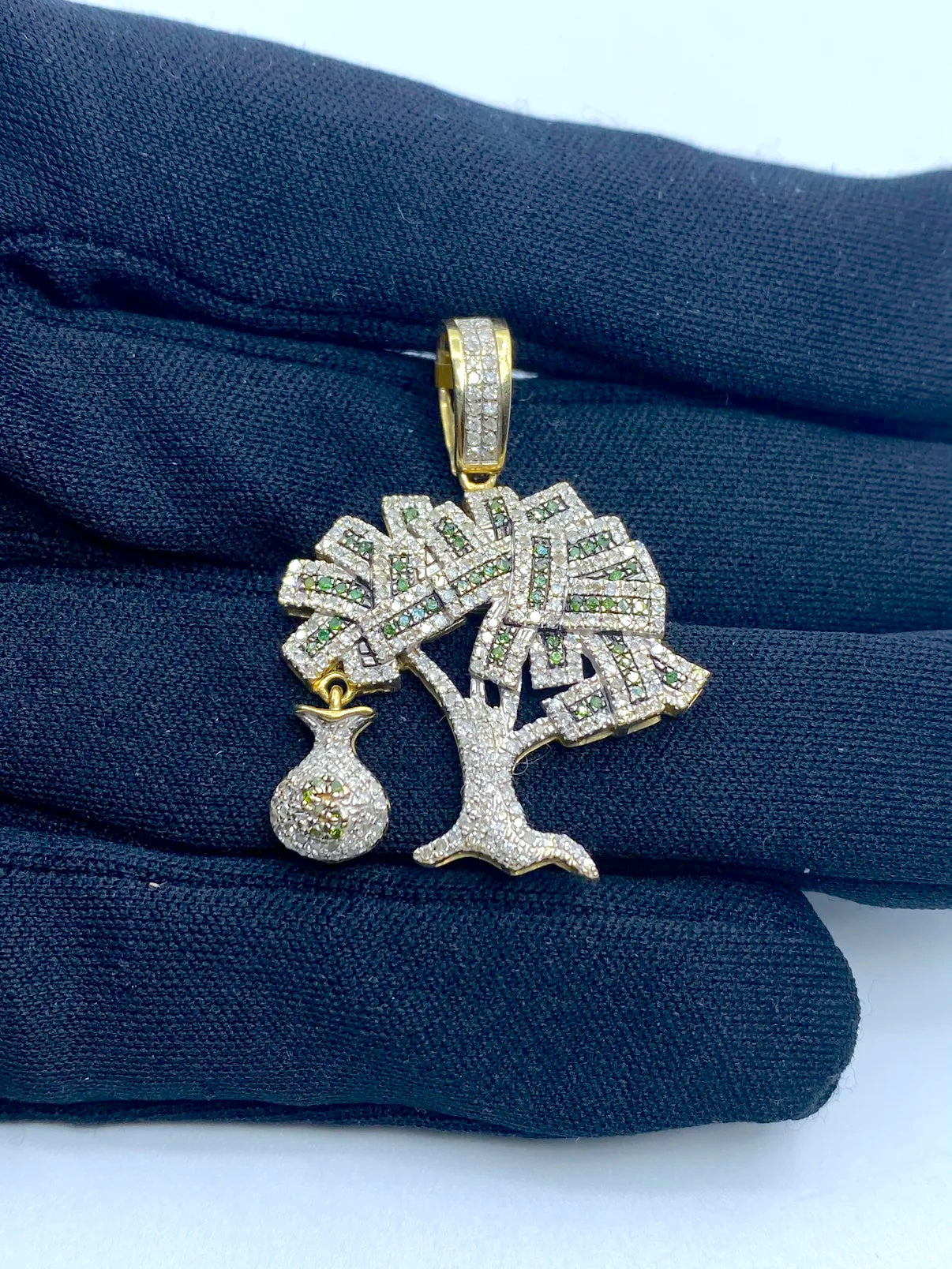 10k Gold Diamond Money Tree Pendant