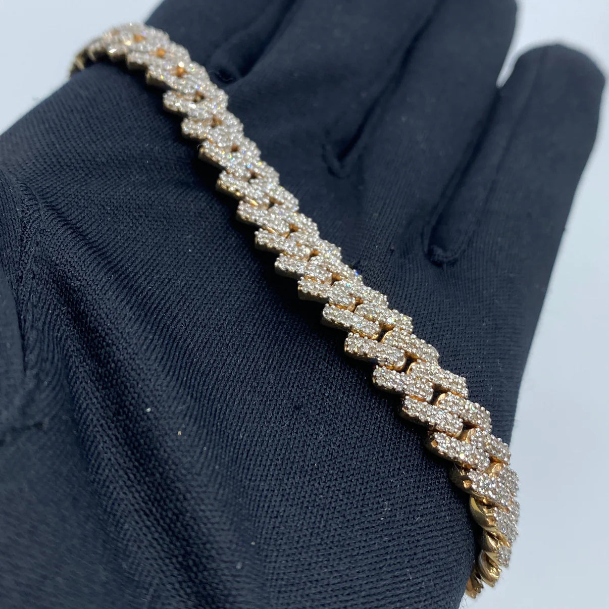 10K Gold Diamond Cuban Bracelet 8.5mm