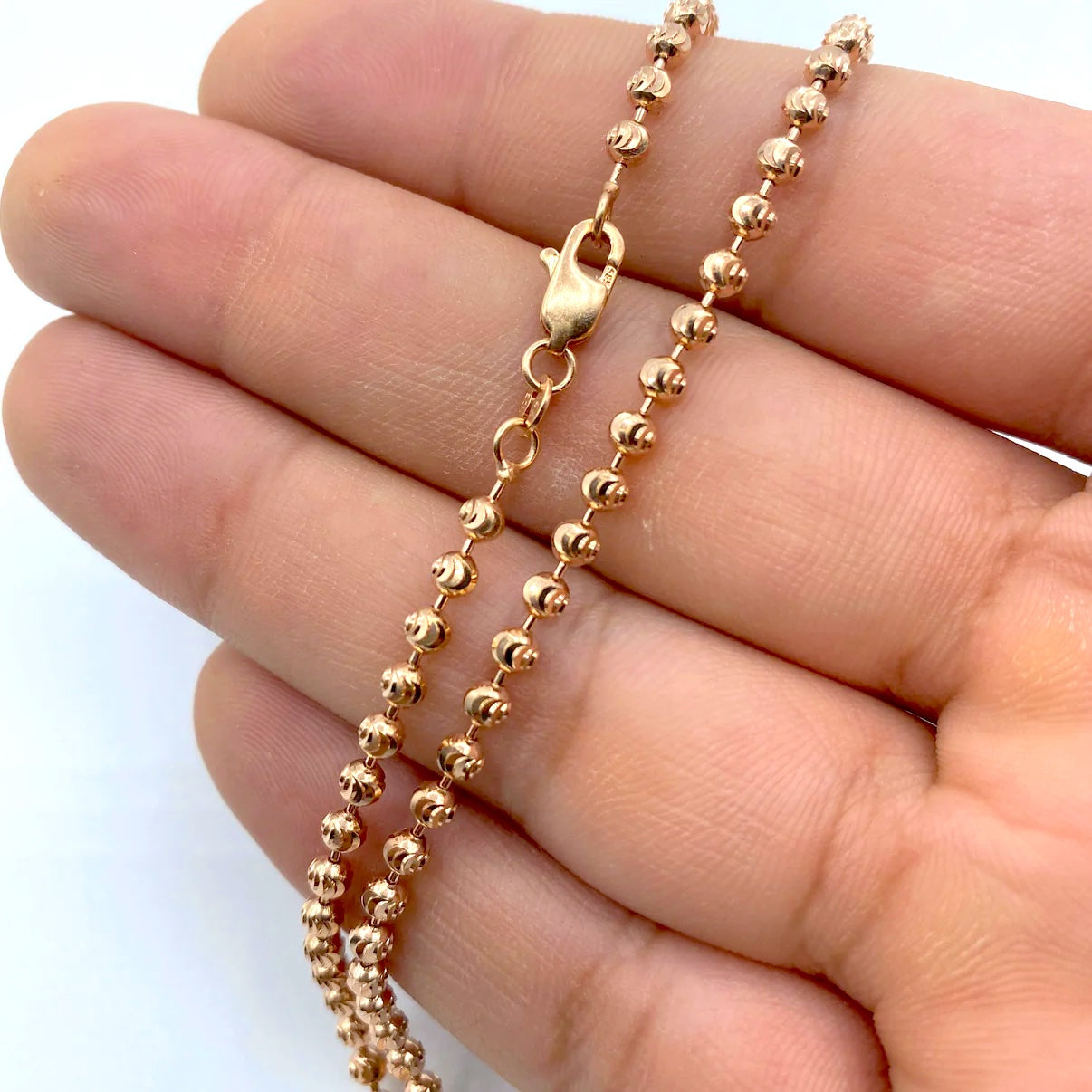 14K Rose Gold Moon Cut Chain 3.2mm