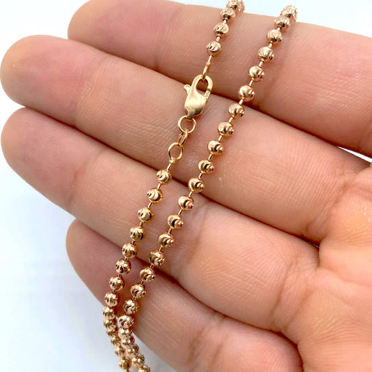 14K Rose Gold Moon Cut Chain 3.2mm