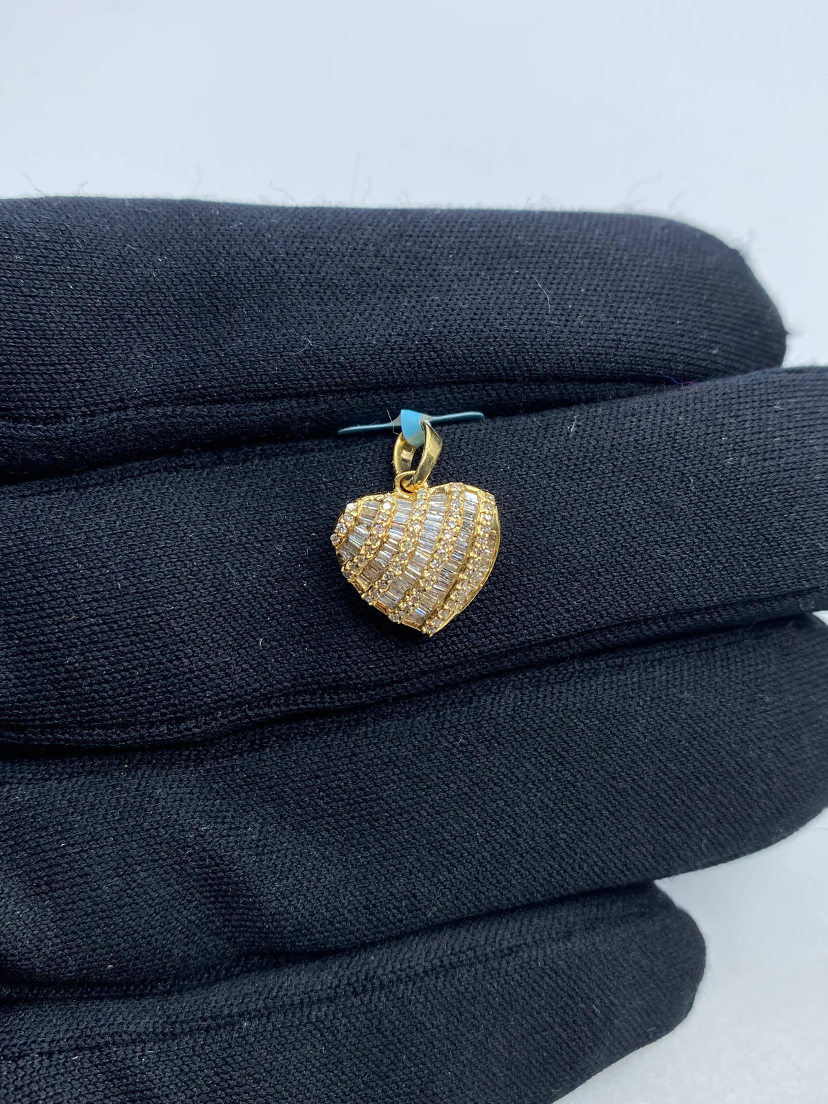 14K Gold Diamond Baguette Heart Pendant