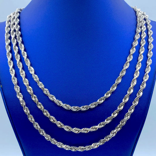 10K White Gold Rope Chain 5.8mm