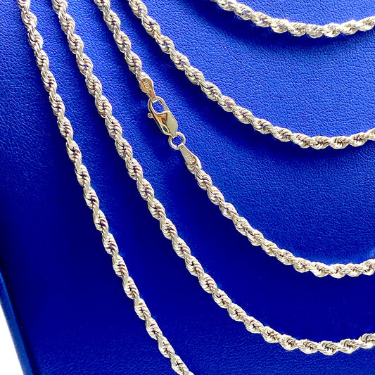 10K White Gold Rope Chain 3.4mm