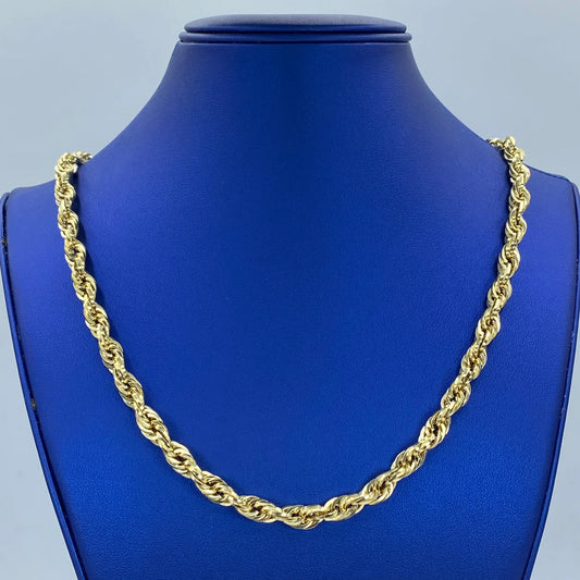 10K Yellow Gold Rope Chain 7mm