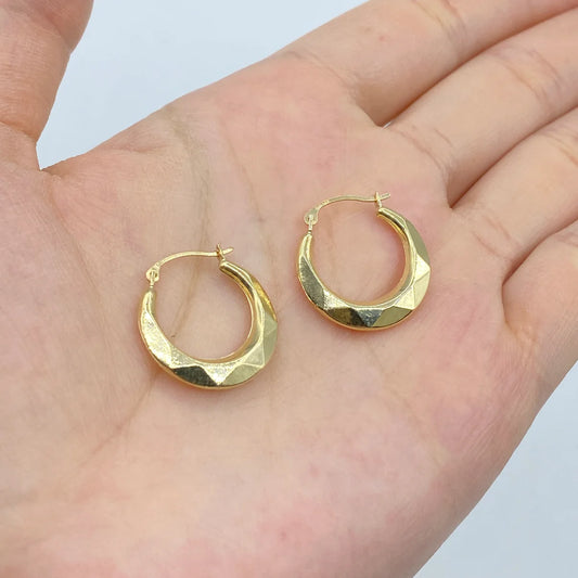 14K Yellow Gold Geometric Hoop Earrings