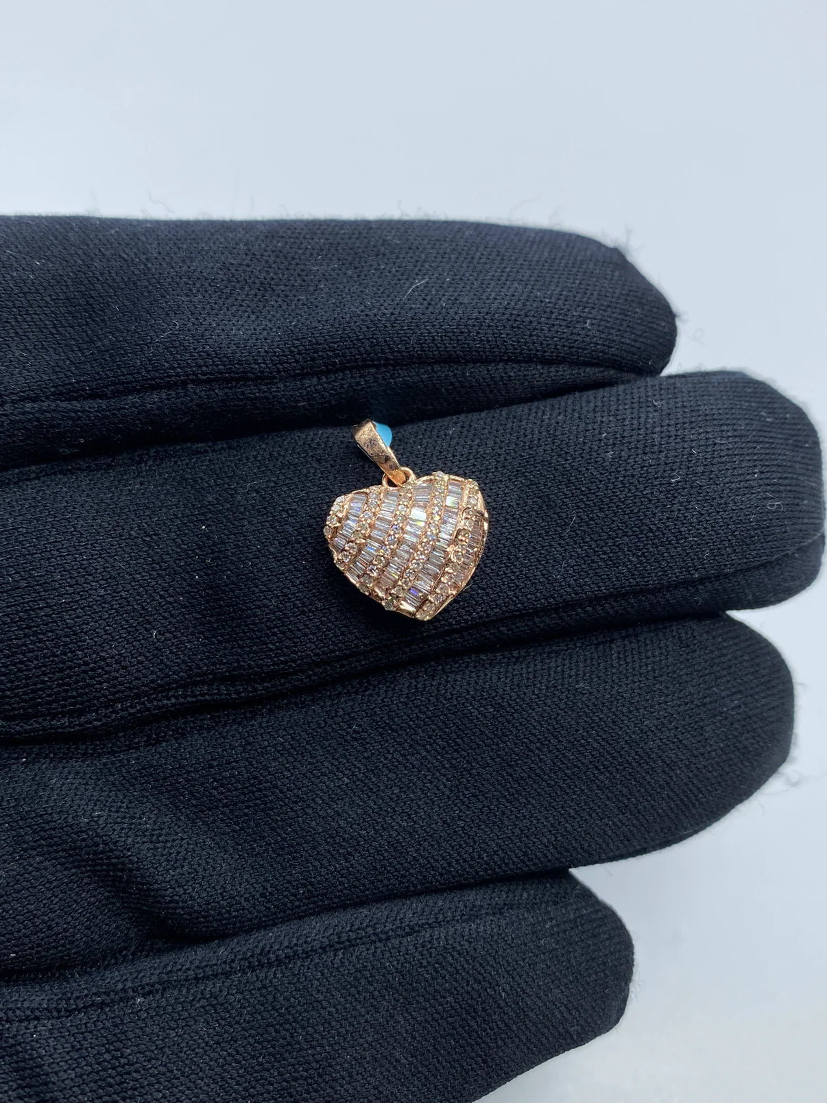 14K Gold Diamond Baguette Heart Pendant