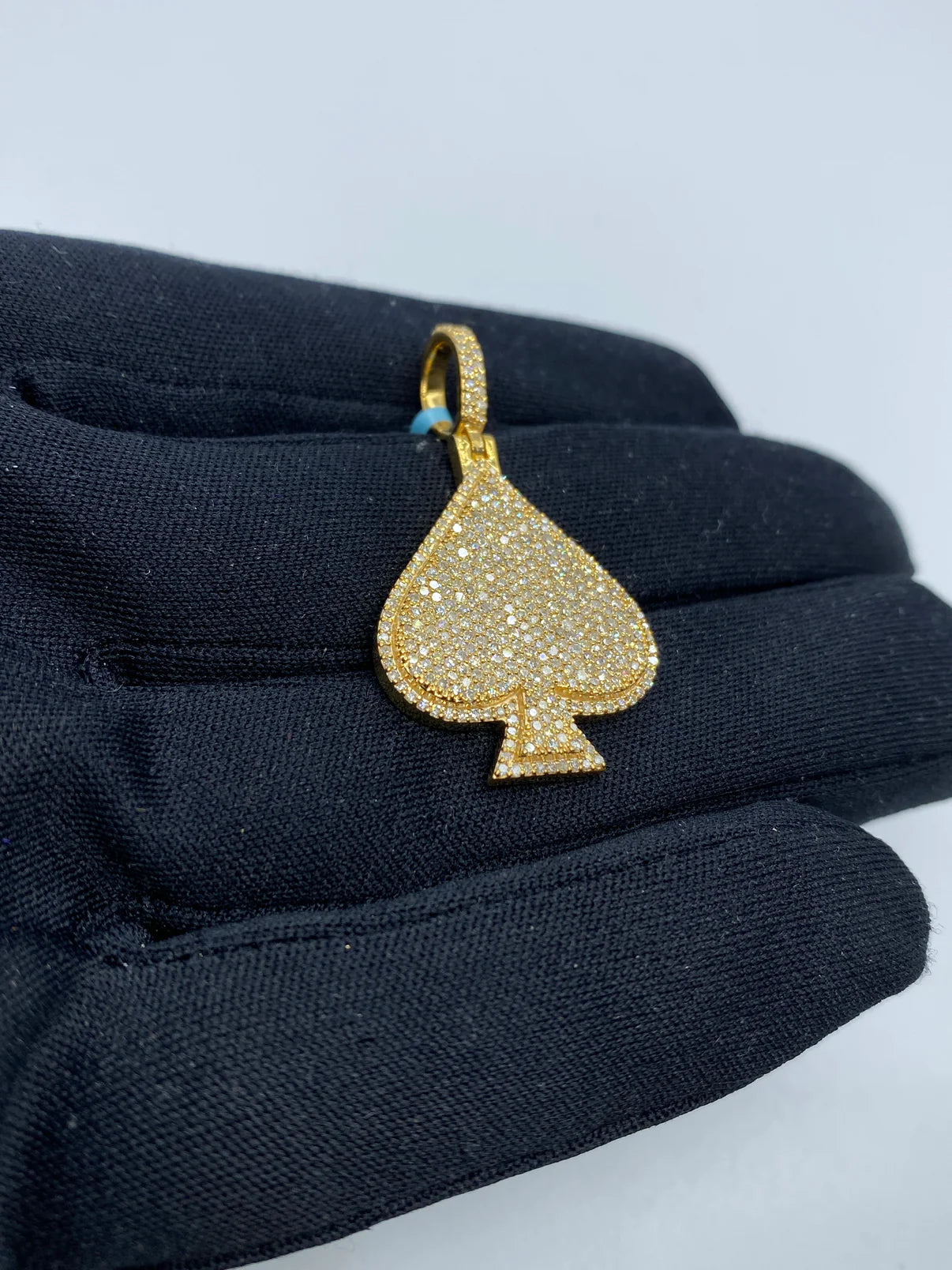 14K Gold Diamond Spade Pendant