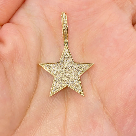 14k Gold Diamond Star Pendant