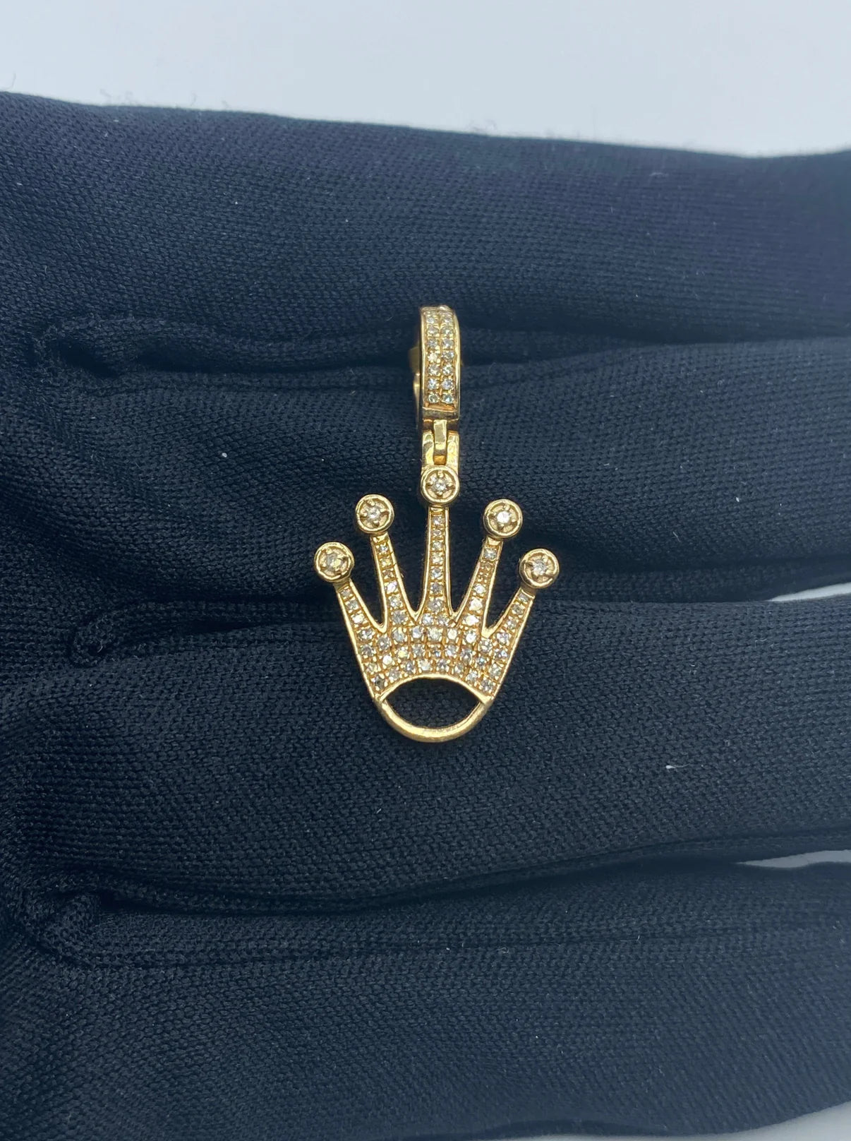 10K Gold Diamond Crown Pendant