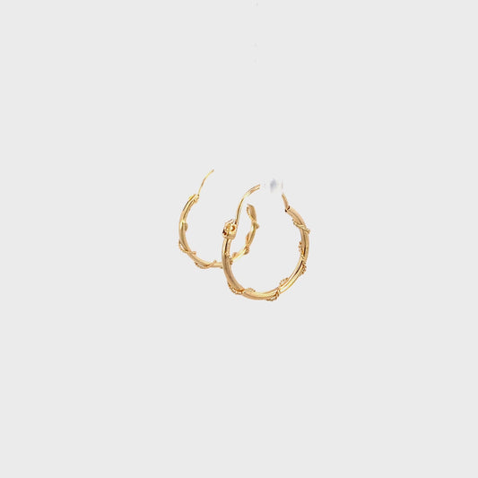 14K Yellow Gold Twist Rope Hoop Earrings 19mm