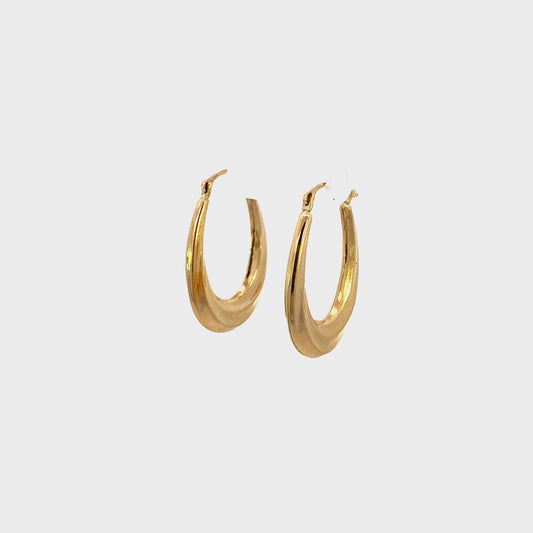 14K Yellow Gold Ribbon U Hoop Earrings