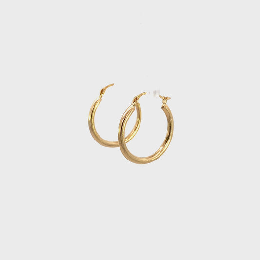 14K Yellow Gold Hoop Earrings Dia 20.7mm