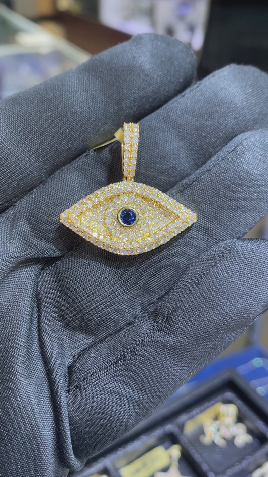 Diamond evil eye pendant 14k yellow/ rose MGI