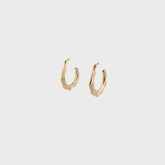 14K Yellow Gold Flat Twist Hoop Earrings 15.8mm