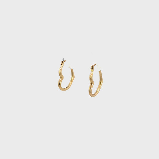 14K Yellow Gold Heart Hoop Earrings 13.7mm