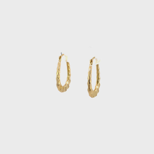 14K Yellow Gold Ruffle Hoop Earrings