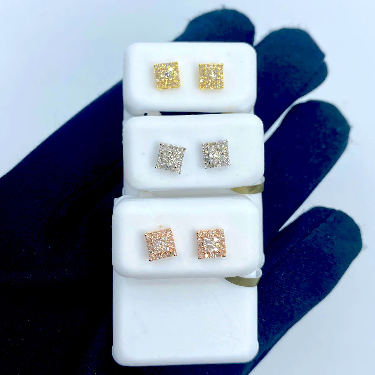 10k Gold Square Diamond Earring 5.5mm