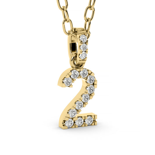 Diamond numeral pendant 14k yellow/white/rose P1225-2-8.5mm