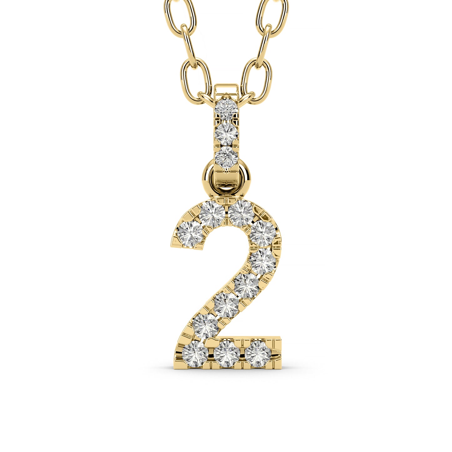 Diamond numeral pendant 14k yellow/white/rose P1225-2-8.5mm