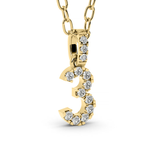 Diamond numeral Pendant 14k yellow/white/rose P1225-3-8.5mm