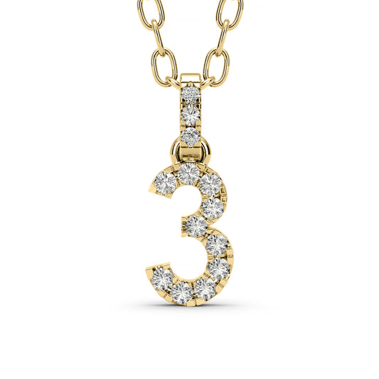 Diamond numeral Pendant 14k yellow/white/rose P1225-3-8.5mm