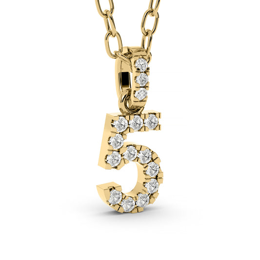 Diamond numeral pendant 14k yellow/white/rose P1225-5-8.5mm