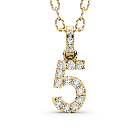 Diamond numeral pendant 14k yellow/white/rose P1225-5-8.5mm