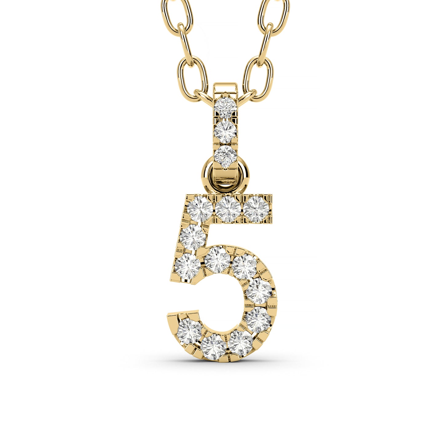 Diamond numeral pendants number charms 14k yellow/white/rose gold  P1225 & P1227